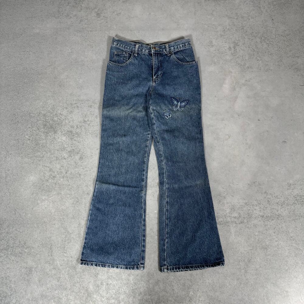 Michael G Flare Butterfly Blue Denim Jeans  - Size: 14